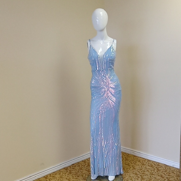 Windsor Light Blue Sequin Maxi Dress